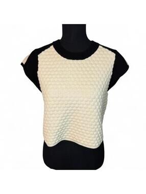 Rag & Bone Kelsie Women's Black and Cream Bubble Knit Top sz Medium